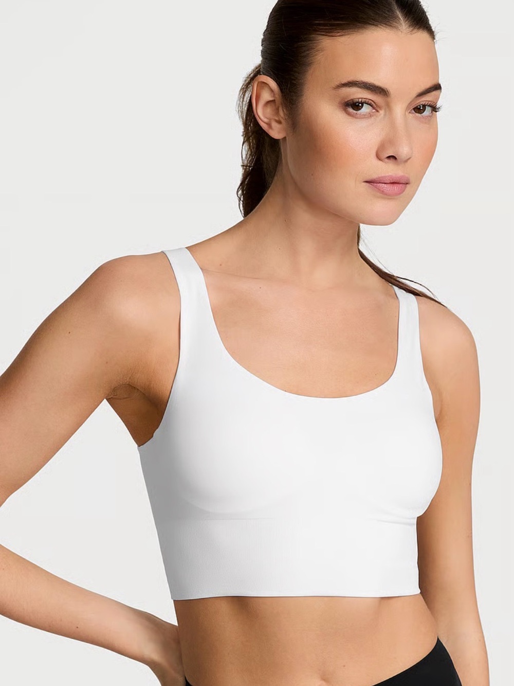 Seamless Scoop Neck White Crop Bralette